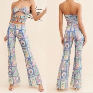 Oceanus Printed Romper Jumpsuit in Pastel Zodiac Celestial Mosaic